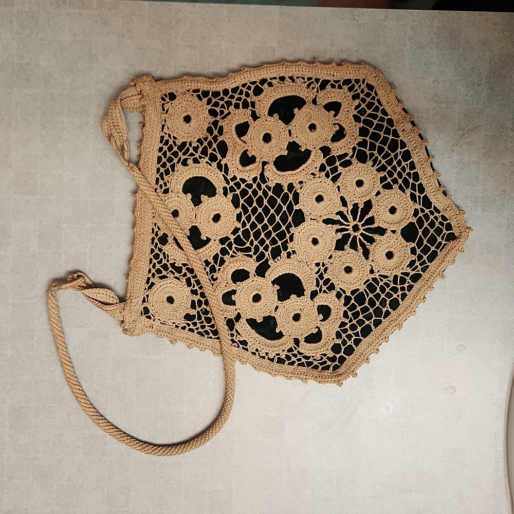 Vintage Handmade Purse Handbag Lace and Velvet